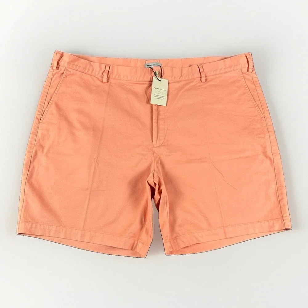 Peter Millar Pilot Twill Shorts 44 Mens Pima Twill Salmon Orange MS23B05